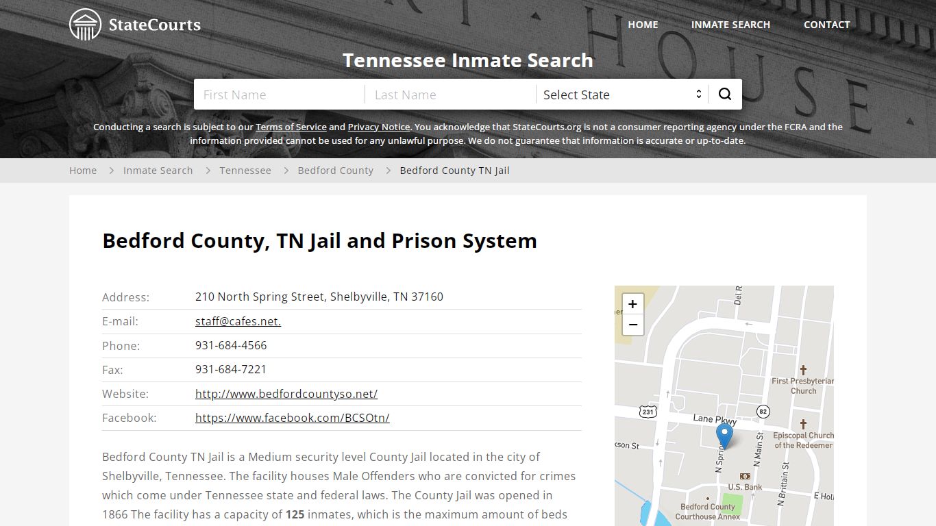 Bedford County TN Jail Inmate Records Search, Tennessee - StateCourts
